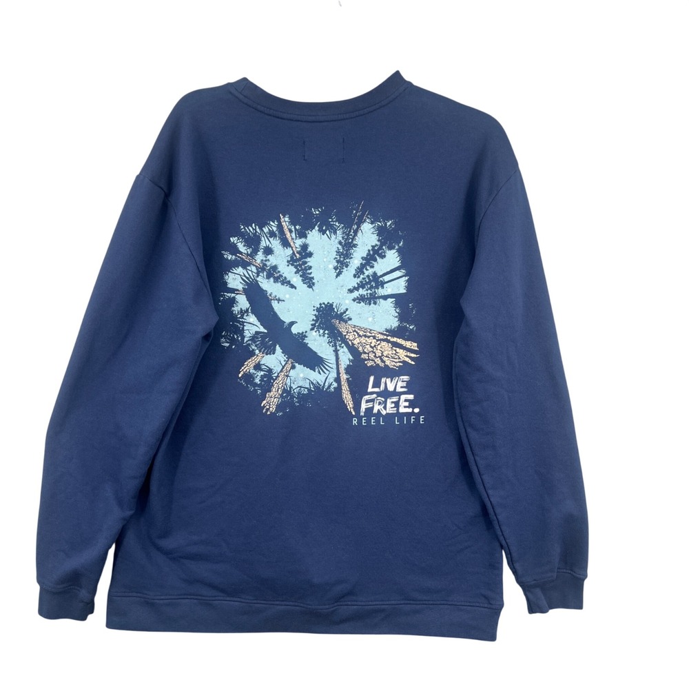 Reel Life Mens Live Free‎ Eagle Graphic Sweatshirt Blue Size M